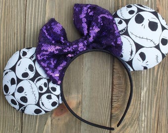 Halloween Minnie Ears, Disney Ears, Minnie Mouse Ears, Mickey Ears, Jack Skellington Mickey Ears, Mouse Ears, Halloween Ears