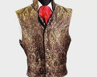 Regency gold brocade steampunk waistcoat