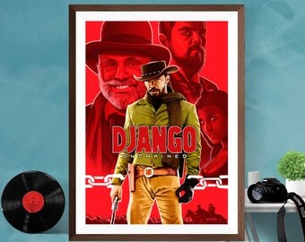 DJANGO UNCHAINED Movie Poster Print Alternative Artwork Leonardo Dicaprio Jamie Foxx Tarantino Wall Art Deco Cinema Film Print Canvas/Matt