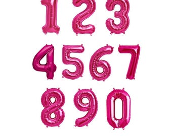 16" Magenta Pink Foil Mylar Number Balloons