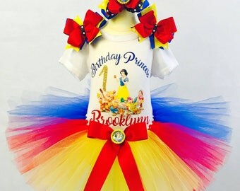 Snow White Birthday Tutu Outfit with Converse Shoes and Parent of the Birthday Girl Shirts and free shipping