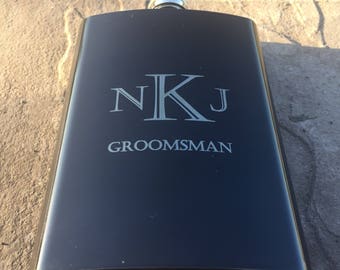 Groomsmen Flask. Personalized Black Flask. Groomsmen Gifts. Flask. Mens. Best Man. Groomsman Gift.