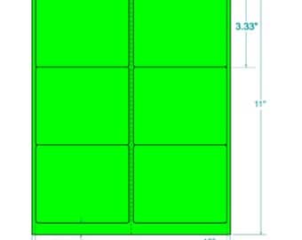 Laser Labels Shipping 600 Labels 4" x 3.333" Neon/Fluorescent GREEN Labels