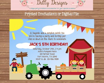 Pumpkin Patch Birthday Invitation, Pumpkin Patch Invitation, Pumpkin Patch Birthday Invite, Fall Birthday Invitation, Fall Birthday Invite