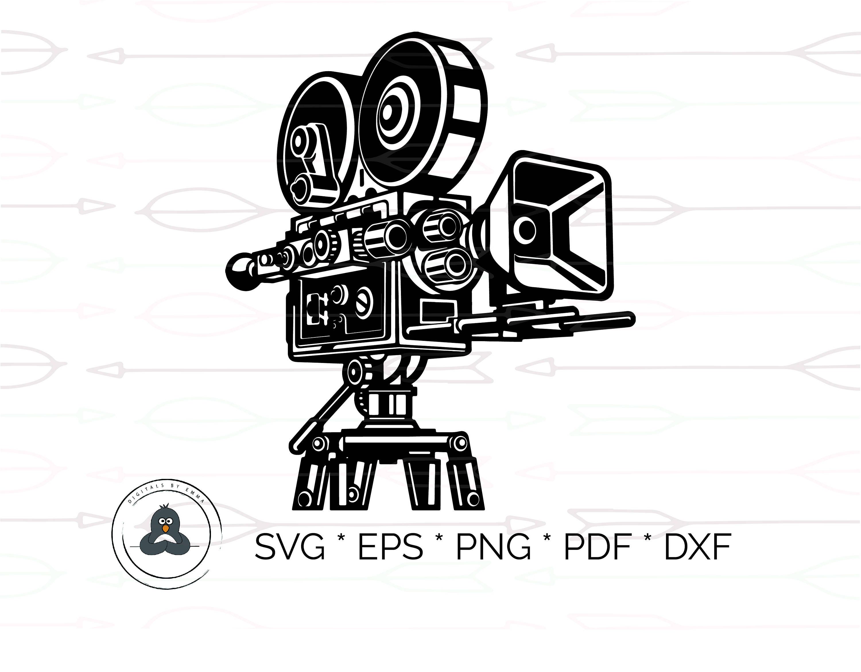 Download Vintage movie Camera Silhouette, SVG & Dxf Cutting Files ...