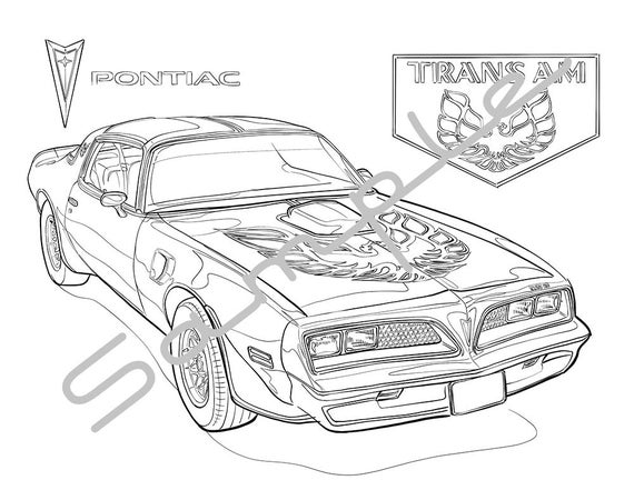 1978 PontiacFIREBIRD TRANS AM Adult Coloring Page Printable