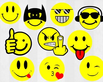 Emoji SVG Bundle, Emoji clipart, Emoji cut files, Smiley face svg, svg files for silhouette, files for cricut, svg, dxf, cuttable design