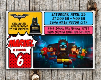 Batman Lego Invitation,Batman Lego Birthday,Batman Lego Party,Batman Birthday Invitation,Batman Lego Party Invitation,Batman Lego Invite