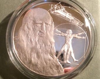 Leonardo da Vinci - Sterling Silver history of Science (Proof)