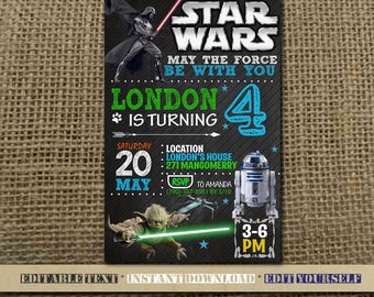 Star Wars Invitation,Star Wars Birthday,Star Wars Birthday Invitation,Star Wars Party,Star Wars Editable,Star Wars-SL15