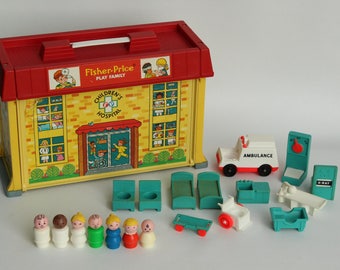 Fisher Price Little People, #931 Play Family Children's Hospital, 1976, Made in U.S.A.