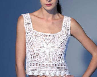 Top White lace, top all'uncinetto, Luxury dress, tendenze, matrimonio, Pizzo Burano, top pizzo, Italian design, black dress, Venice Lace