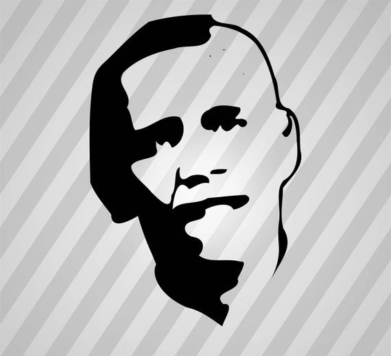 Download obama portrait bw Svg Dxf Eps Silhouette Rld RDWorks Pdf Png