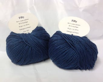 10 balls 50% Merino Wool / 815 blue jean / made in FRANCE