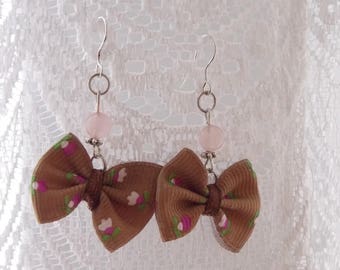 Earrings: model bows - Brown - 925 Silver hooks