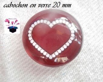 1 cabochon clear 20mm heart Burgundy background theme