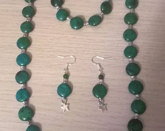 Necklace, bracelet and pierced earring