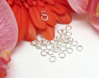Set of 50 round 0.8 thick silver plated jump rings mm - 5 mm
