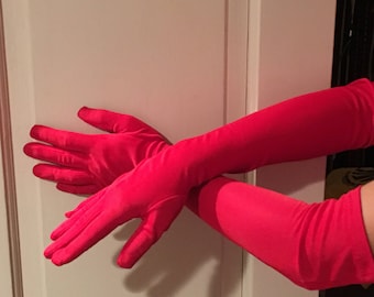 Dramatic Vintage Red Opera Gloves