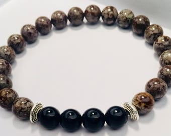 Snowflake Obsidian Beaded Bracelet
