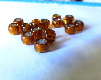 Set of 5 large transparent copper beads