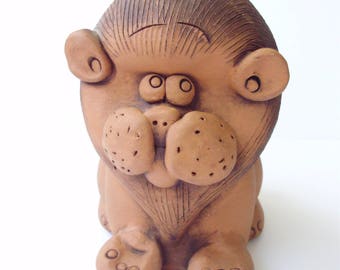 Vintage ceramic Lion cub,money bank,pottery