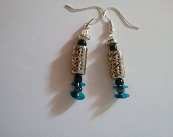 Black and silver dangling earrings