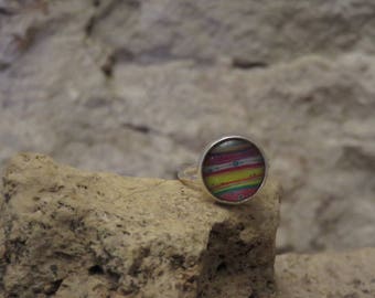 Adjustable silver ring "collection series of colors"
