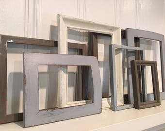 Blue and Gray frame collection - Gallery Wall - Distressed Frames - Farmhouse Frames - Upcycled Frames - Wall Decor - Nursery Decor