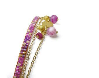 MULTISTRAND bracelet fine gold plated Bohemian chic pop colors
