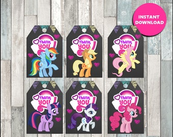 80% OFF Printable My Little Pony Thank you Tags instant download, My Little Pony party Tags, Printable My Little Pony Gift Tags