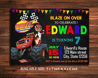 Blaze Invitation - Blaze Birthday Invitation - Blaze Party - Blaze Invite - Blaze The Monster Machines Party - Blaze Printable