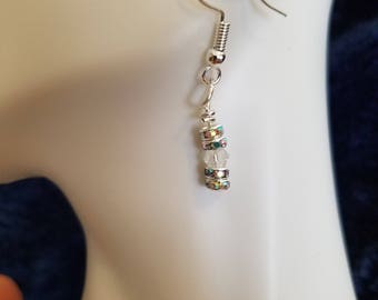 Crystal and clear dangle earrings