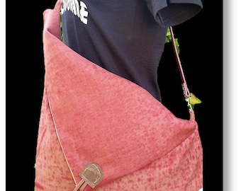 Bag shoulder Messenger bag bordeaux-terracotta shibori