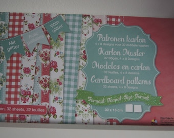 32 SHEETS 30X15CM CARTONNEES LIBERTY GIRLY GLITTER BLOCK