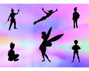 Peter Pan svg, Tinkerbell svg, Peter Pan silhouette svg, Tinkerbell silhouette svg, disney svg, silhouette files, svg files for cricut, dxf