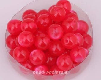 set of 5 - 8 mm - red cat eye acrylic beads-