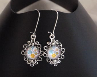 Spring bouquet cabochon earrings