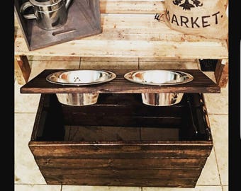 SALE! XL Elevated dog feeder with storage