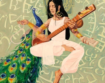 Saraswati - Fine Art Print 30x30cm