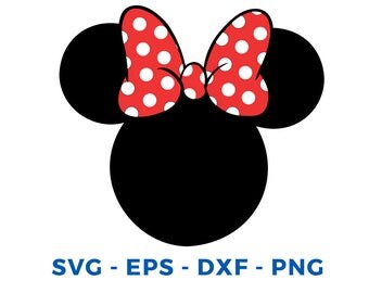 Minnie Mouse Head SVG DXF Png Vector Cut File Cricut Design Silhouette Cameo Vinyl Decal Disney Party Stencil Template