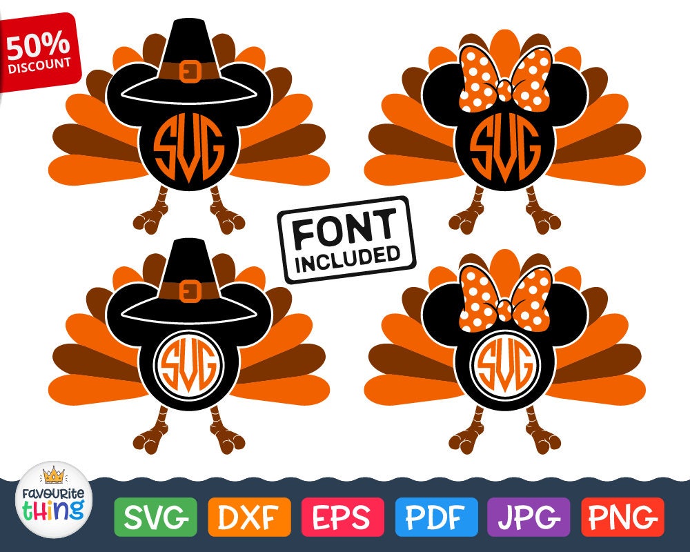 Download Svg Thanksgiving Turkey Svg Mickey Mouse Family Monogram Svg