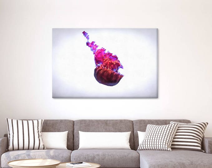 Pink jellyfish Wall art, Jellyfish painting, Large art printing, Gift for women, Interior decor, Gift for her, Room decor, Home decor, Gift