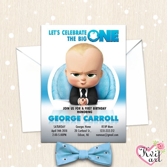 Baby Boss Birthday Invitation. Any Age Baby Boy Card. 1 2 3