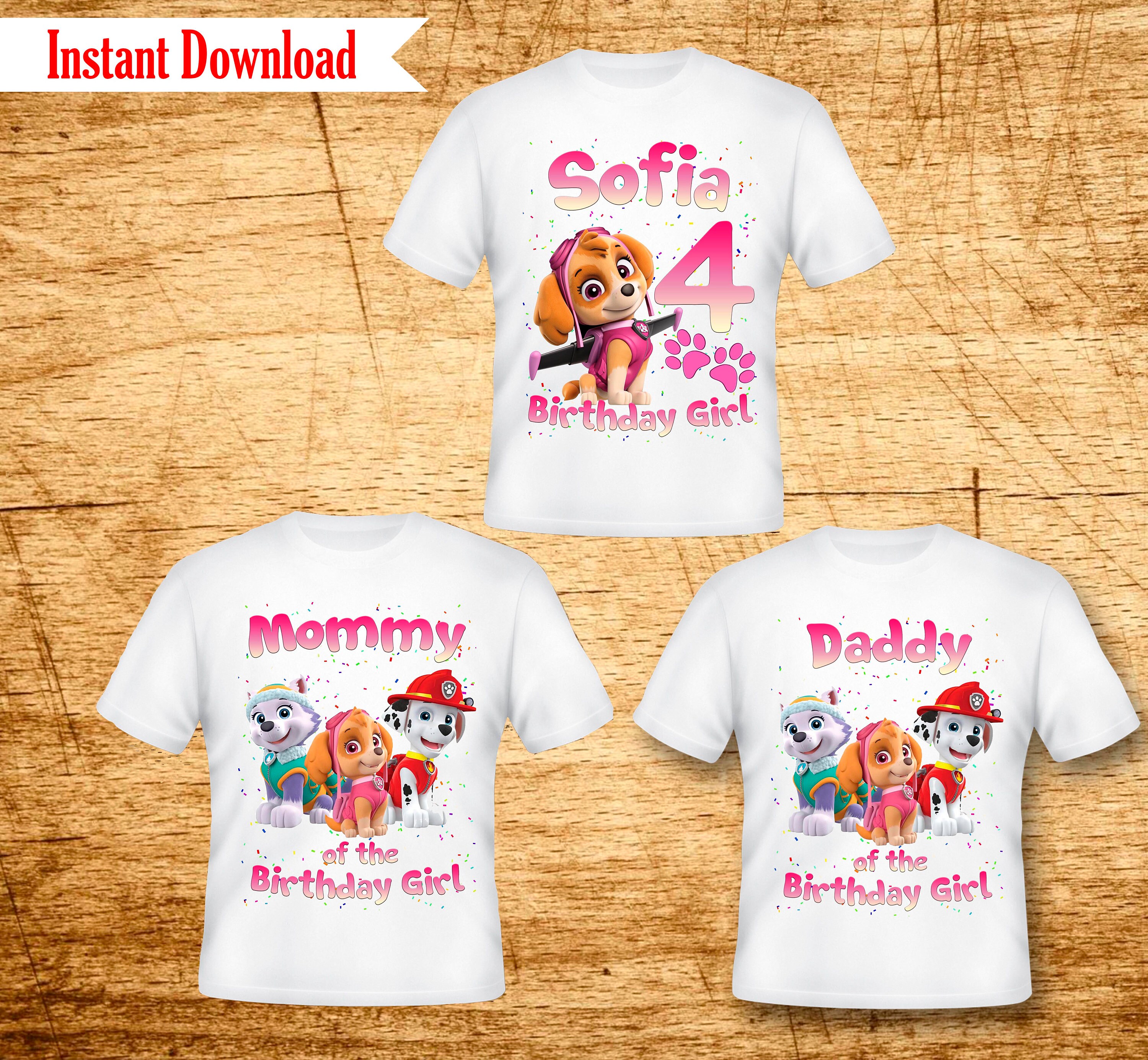 Paw Patrol Birthday Girl Shirt Iron On Transfer. Paw Patrol
