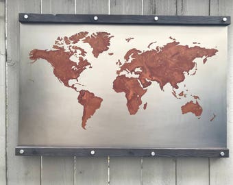 Metal world map | Etsy