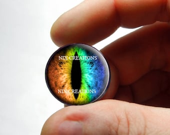 Glass Eyes - Rainbow Dragon Glass Taxidermy Doll Eyes Cabochons - Pair or Single - You Choose Size