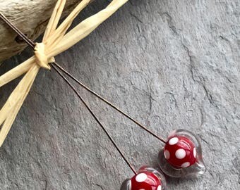 PUFFY HEARTS - Heart Shaped Handmade Lampwork Head Pins - 2 Headpins - #3