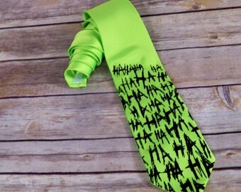 Green Joker Ha Ha Ha Geeky Cosplay Mens Tie - MTCoffinz  (Green or Neon Green)