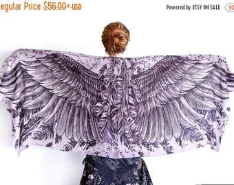 SALE Geometric Scarf, Angel Wings Scarf, White Scarf, Bridal Scarf, Beach Wedding Gift, Bridesmaid Scarf, Boho Bridesmaid Gift, Festival Wra